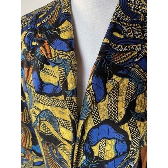 Womens‎ Harve Benard Open Front Tapestry Blue Black Yellow Blazer Size 8 - Picture 2 of 7